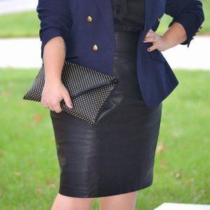 The Limited black faux leather pencil skirt size 14 14P
